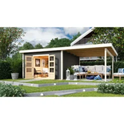 Abri Toit Plat 13,60m² Bois Massif Gris Terre 40mm Northeim 5 Avec Appentis 330cm – Karibu 9 Abri Toit Plat 13,60m² Bois Massif Gris Terre 40mm Northeim 5 Avec Appentis 330cm – Karibu -Jardin Abri Boutique abri toit plat 1360m bois massif gris terre 40mm northeim 5 avec appentis 330cm woodfeeling 3