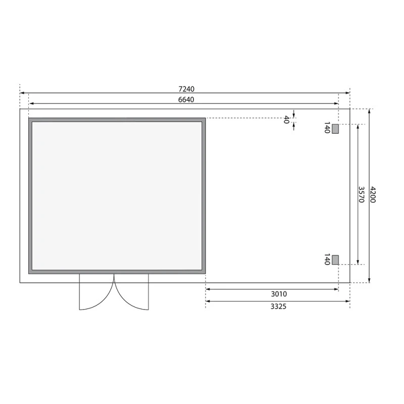 Abri Toit Plat 13,60m² Bois Massif Gris Terre 40mm Northeim 5 Avec Appentis 330cm – Karibu 5 Abri Toit Plat 13,60m² Bois Massif Gris Terre 40mm Northeim 5 Avec Appentis 330cm – Karibu – Image 5