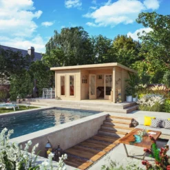 Abri Toit Plat 18,78m² Bois Massif 40mm Radeburg 5 – Karibu