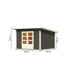 Abri Toit Plat 9,55m² Bois Massif Gris Terre 40mm Northeim 3 – Karibu -Jardin Abri Boutique abri toit plat 955m bois massif gris terre 40mm northeim 3 woodfeeling 3