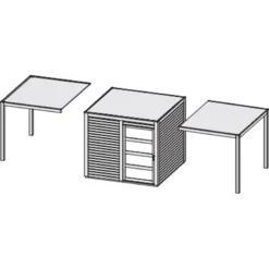 Abri Toit Plat En Bois Massif 19mm Qubic 6,05m² + Appentis 5,6m² - Karibu -Jardin Abri Boutique abri toit plat en bois massif 19mm qubic 605m avec appentis karibu 2