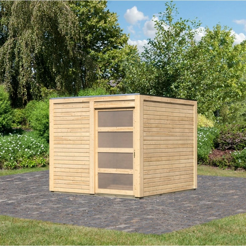 Abri Toit Plat En Bois Massif 19mm Qubic 6,05m² - Karibu 4 Abri Toit Plat En Bois Massif 19mm Qubic 6,05m² - Karibu – Image 4
