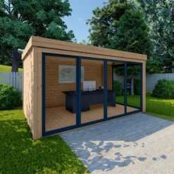 Bureau De Jardin En Bois Massif 11,8m² - Madriers 40mm Traités Teinté Marron Gardy Shelter -Jardin Abri Boutique bureau de jardin en bois massif 118m madriers 40mm traites teinte marron gardy shelter 2