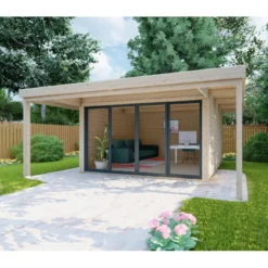 Bureau De Jardin En Bois Massif Avec Terrasse 16,5m² - Madriers 40mm Gardy Shelter -Jardin Abri Boutique bureau de jardin en bois massif avec terrasse 165m madriers 40mm gardy shelter 3