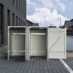 Cache-poubelle 2 Compartiments Müllbox En Aluminium Gris 2x240L – HIDE -Jardin Abri Boutique cache poubelle 2 compartiments mullbox en aluminium gris 2x240l hide 3