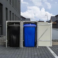 Cache-poubelle 2 Compartiments Müllbox En Aluminium Gris 2x240L – HIDE -Jardin Abri Boutique cache poubelle 2 compartiments mullbox en aluminium gris 2x240l hide 5