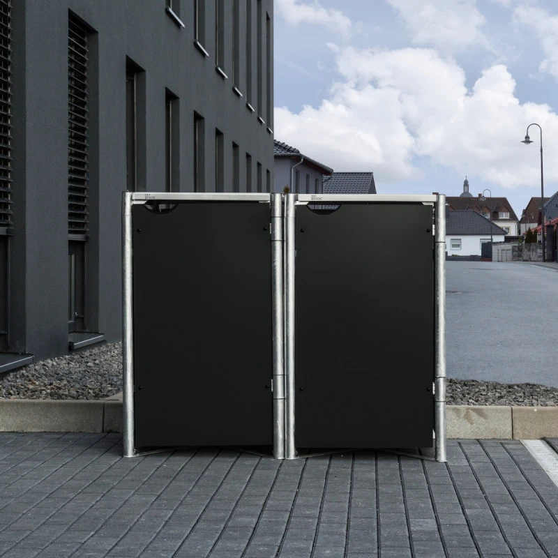 Cache-poubelle 2 Compartiments Müllbox En Aluminium Noir 2x240L – HIDE 1 Cache-poubelle 2 Compartiments Müllbox En Aluminium Noir 2x240L – HIDE