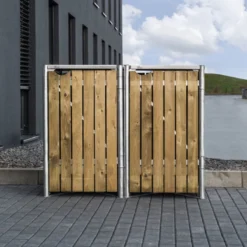 Cache-poubelle 2 Compartiments Müllbox En Bois Traité Naturel 2x140L – HIDE -Jardin Abri Boutique cache poubelle 2 compartiments mullbox en bois traite naturel 2x140l hide 3