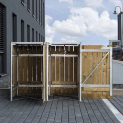 Cache-poubelle 2 Compartiments Müllbox En Bois Traité Naturel 2x140L – HIDE -Jardin Abri Boutique cache poubelle 2 compartiments mullbox en bois traite naturel 2x140l hide 4