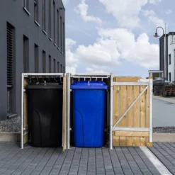 Cache-poubelle 2 Compartiments Müllbox En Bois Traité Naturel 2x140L – HIDE -Jardin Abri Boutique cache poubelle 2 compartiments mullbox en bois traite naturel 2x140l hide 5