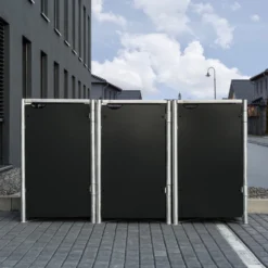 Cache-poubelle 3 Compartiments Müllbox En Aluminium Noir 3x240L – HIDE 9 Cache-poubelle 3 Compartiments Müllbox En Aluminium Noir 3x240L – HIDE -Jardin Abri Boutique cache poubelle 3 compartiments mullbox en aluminium noir 3x240l hide 3