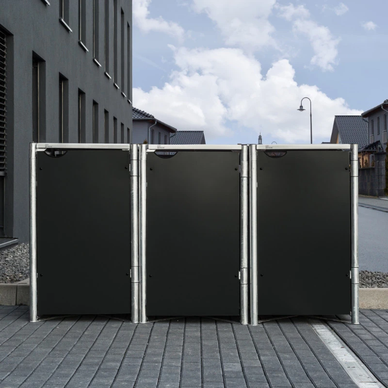 Cache-poubelle 3 Compartiments Müllbox En Aluminium Noir 3x240L – HIDE 4 Cache-poubelle 3 Compartiments Müllbox En Aluminium Noir 3x240L – HIDE – Image 4