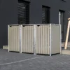 Cache-poubelle 3 Compartiments Müllbox En Bois Traité Gris 3x240L – HIDE