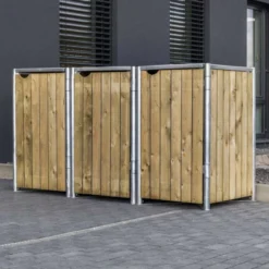 Cache-poubelle 3 Compartiments Müllbox En Bois Traité Naturel 3x140L – HIDE -Jardin Abri Boutique cache poubelle 3 compartiments mullbox en bois traite naturel 3x140l hide 3