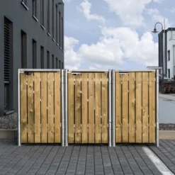 Cache-poubelle 3 Compartiments Müllbox En Bois Traité Naturel 3x140L – HIDE -Jardin Abri Boutique cache poubelle 3 compartiments mullbox en bois traite naturel 3x140l hide 5