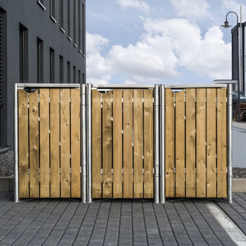 Cache-poubelle 3 Compartiments Müllbox En Bois Traité Naturel 3x240L – HIDE 6 Cache-poubelle 3 Compartiments Müllbox En Bois Traité Naturel 3x240L – HIDE – Image 6