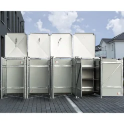 Cache-poubelle 4 Compartiments Müllbox En Aluminium Gris 4x240L – HIDE -Jardin Abri Boutique cache poubelle 4 compartiments mullbox en aluminium gris 4x240l hide 2