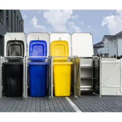 Cache-poubelle 4 Compartiments Müllbox En Aluminium Gris 4x240L – HIDE -Jardin Abri Boutique cache poubelle 4 compartiments mullbox en aluminium gris 4x240l hide 3