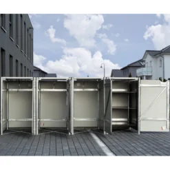 Cache-poubelle 4 Compartiments Müllbox En Aluminium Noir 4x240L – HIDE -Jardin Abri Boutique cache poubelle 4 compartiments mullbox en aluminium noir 4x240l hide 2