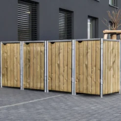 Cache-poubelle 4 Compartiments Müllbox En Bois Traité Naturel 4x140L – HIDE -Jardin Abri Boutique cache poubelle 4 compartiments mullbox en bois traite naturel 4x140l hide 2