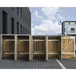 Cache-poubelle 4 Compartiments Müllbox En Bois Traité Naturel 4x140L – HIDE -Jardin Abri Boutique cache poubelle 4 compartiments mullbox en bois traite naturel 4x140l hide 3