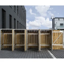 Cache-poubelle 4 Compartiments Müllbox En Bois Traité Naturel 4x240L – HIDE -Jardin Abri Boutique cache poubelle 4 compartiments mullbox en bois traite naturel 4x240l hide 2