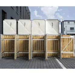 Cache-poubelle 4 Compartiments Müllbox En Bois Traité Naturel 4x240L – HIDE -Jardin Abri Boutique cache poubelle 4 compartiments mullbox en bois traite naturel 4x240l hide 3