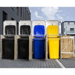 Cache-poubelle 4 Compartiments Müllbox En Bois Traité Naturel 4x240L – HIDE -Jardin Abri Boutique cache poubelle 4 compartiments mullbox en bois traite naturel 4x240l hide 4