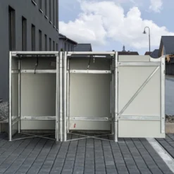 Cache-poubelle 2 Compartiments Müllbox En Aluminium Noir 2x140L – HIDE -Jardin Abri Boutique cache poubelle mullbox en aluminium noir 2x140l hide 3