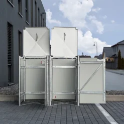 Cache-poubelle 2 Compartiments Müllbox En Aluminium Noir 2x140L – HIDE -Jardin Abri Boutique cache poubelle mullbox en aluminium noir 2x140l hide 4