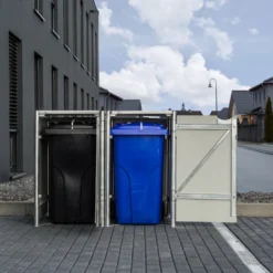 Cache-poubelle 2 Compartiments Müllbox En Aluminium Noir 2x140L – HIDE -Jardin Abri Boutique cache poubelle mullbox en aluminium noir 2x140l hide 5