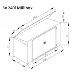 Cache-poubelle Triple 235x100x131cm En Acier Pour Conteneurs 240L – Westmann -Jardin Abri Boutique cache poubelle triple 235x100x131cm en acier pour conteneurs 240l westmann 5