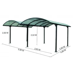 Carport 2 Voitures En Aluminium Et Polycarbonate 6mm ANTI-UV - Habrita -Jardin Abri Boutique carport 2 voitures en aluminium et polycarbonate 6mm anti uv 2