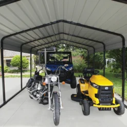 Carport à Toit En Acier Galvanisé 22,57m² Couleur Anthracite – Shelter Logic -Jardin Abri Boutique carport 2257m a toit en acier galvanise couleur anthracite shelter logic 5