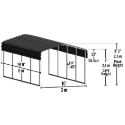 Carport à Toit En Acier Galvanisé 18,3m² Couleur Anthracite – Shelter Logic -Jardin Abri Boutique carport a toit en acier galvanise 183m couleur anthracite shelter logic 3
