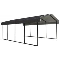 Carport à Toit En Acier Galvanisé 18,3m² Couleur Anthracite – Shelter Logic -Jardin Abri Boutique carport a toit en acier galvanise 183m couleur anthracite shelter logic 4
