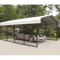 Carport à Toit En Acier Galvanisé 22,57m² Couleur Beige – Shelter Logic -Jardin Abri Boutique carport a toit en acier galvanise 2257m couleur beige shelter logic 1 2