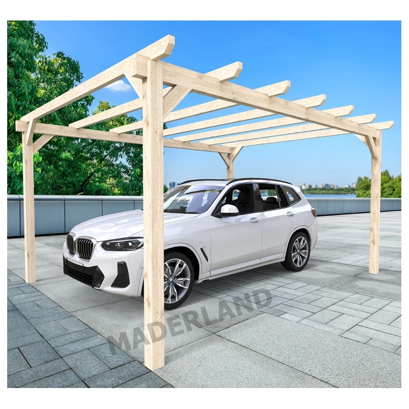 Carport Autoportant En Bois Lamellé-collé 500x300cm Badajoz – Maderland 1 Carport Autoportant En Bois Lamellé-collé 500x300cm Badajoz – Maderland