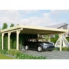 Carport Double En Bois Autoclave 28,3m² Et Toit En Acier – KARIBU