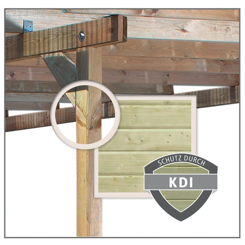 Carport Double En Bois Autoclave 28,3m² Et Toit En Acier – KARIBU 4 Carport Double En Bois Autoclave 28,3m² Et Toit En Acier – KARIBU – Image 4