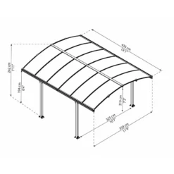 Carport En Alu Gris Et Polycarbonate 1 Voiture 15,6m² Arcadia™ 4300 – Canopia -Jardin Abri Boutique carport en alu gris et polycarbonate 1 voiture 156m arcadia 4300 canopia 2