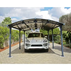 Carport En Alu Gris Et Polycarbonate 1 Voiture 23,3m² Arcadia™ 6400 – Canopia