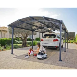 Carport En Alu Gris Et Polycarbonate 1 Voiture 23,3m² Arcadia™ 6400 – Canopia -Jardin Abri Boutique carport en alu gris et polycarbonate 1 voiture 233m arcadia 6400 canopia 3