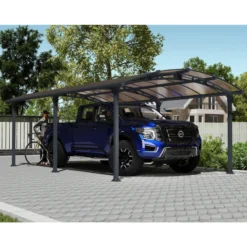 Carport En Alu Gris Et Polycarbonate 1 Voiture 23,3m² Arcadia™ 6400 – Canopia -Jardin Abri Boutique carport en alu gris et polycarbonate 1 voiture 233m arcadia 6400 canopia 4