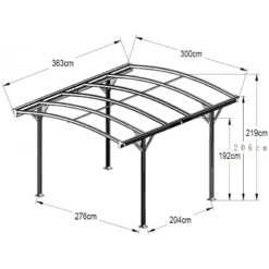 Carport En Aluminium Anthracite 3x3,63m Et Polycarbonate 6mm X-METAL 10 Carport En Aluminium Anthracite 3x3,63m Et Polycarbonate 6mm X-METAL -Jardin Abri Boutique carport en aluminium anthracite 3x363m et polycarbonate 6mm x metal 4