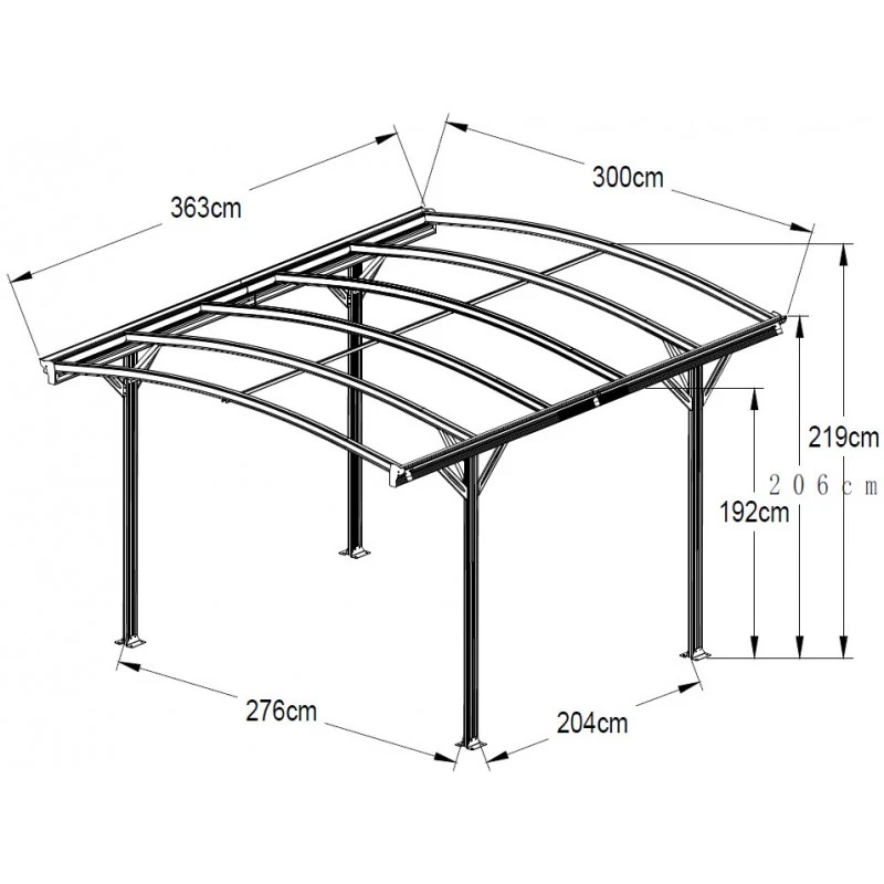 Carport En Aluminium Anthracite 3x3,63m Et Polycarbonate 6mm X-METAL 5 Carport En Aluminium Anthracite 3x3,63m Et Polycarbonate 6mm X-METAL – Image 5