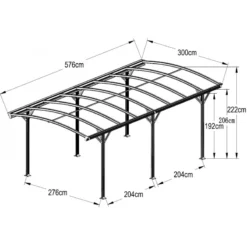 Carport En Aluminium Anthracite 3x5,76m Et Polycarbonate 6mm X-METAL -Jardin Abri Boutique carport en aluminium anthracite 3x576m et polycarbonate 6mm x metal 3