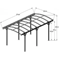 Carport En Aluminium Blanc 3x5,76m Et Polycarbonate 6mm X-METAL -Jardin Abri Boutique carport en aluminium blanc 3x576m et polycarbonate 6mm x metal 3