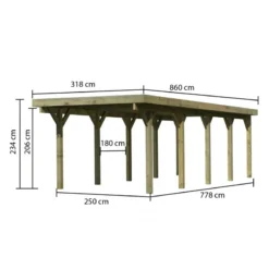 Carport En Bois Autoclave 26,9m² Et Toit En Acier – KARIBU 8 Carport En Bois Autoclave 26,9m² Et Toit En Acier – KARIBU -Jardin Abri Boutique carport en bois autoclave 269m et toit en acier karibu 2