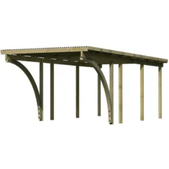 Carport En Pin Autoclave Avec Toit PVC 20,5m² + 2 Arcs D'entrée - Karibu -Jardin Abri Boutique carport en pin autoclave avec toit pvc 205m 2 arcs d entree karibu 2